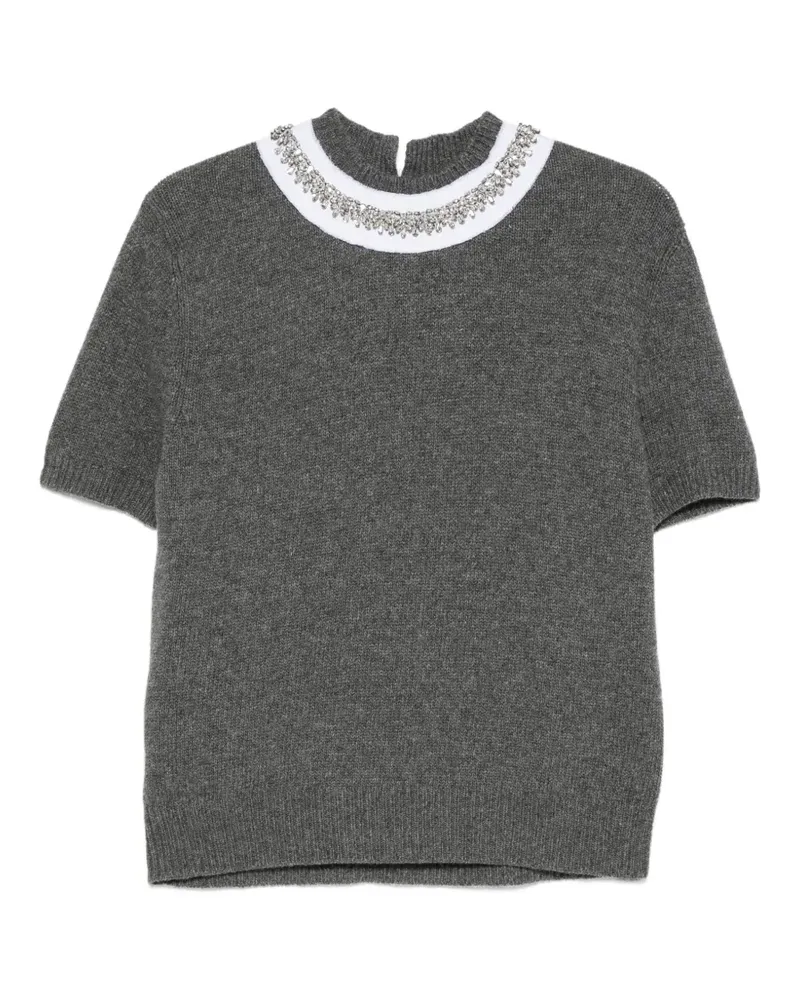 Prada embellished short-sleeve sweater - Grau Grau