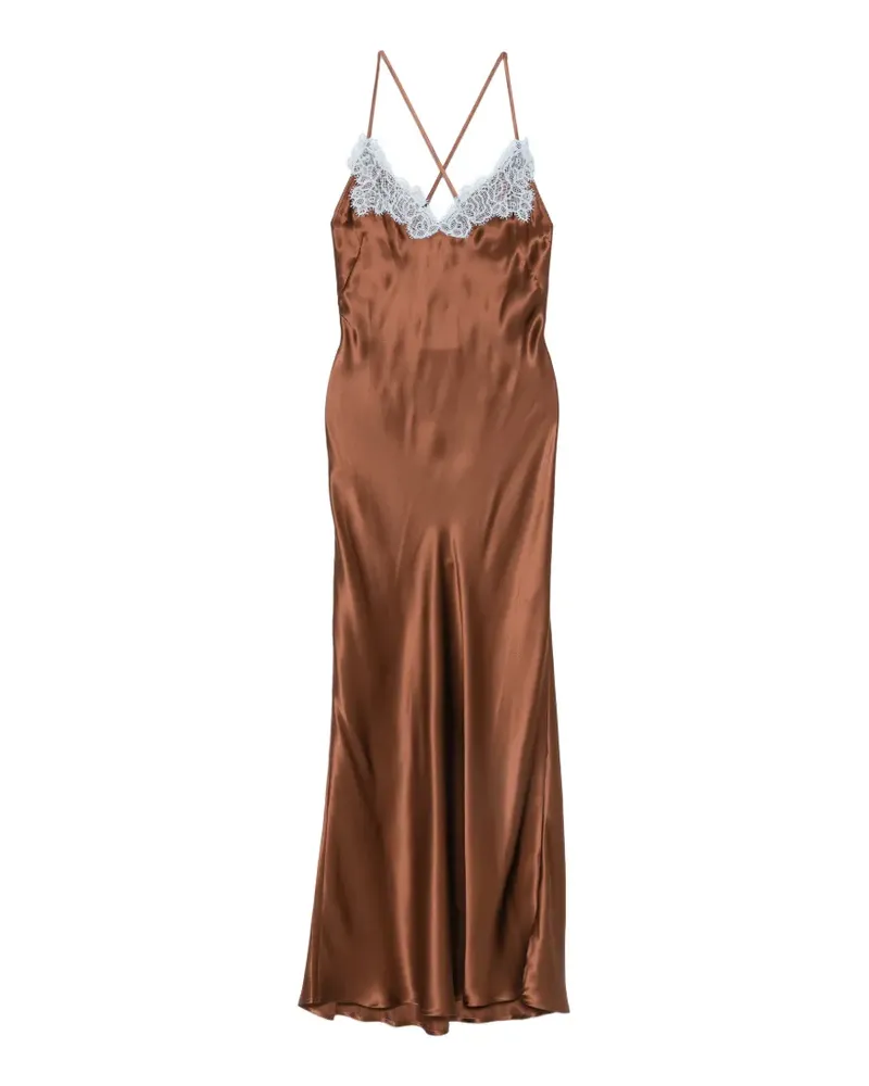 MC2 Saint Barth lace-trimmed silk maxi dress - Braun Braun