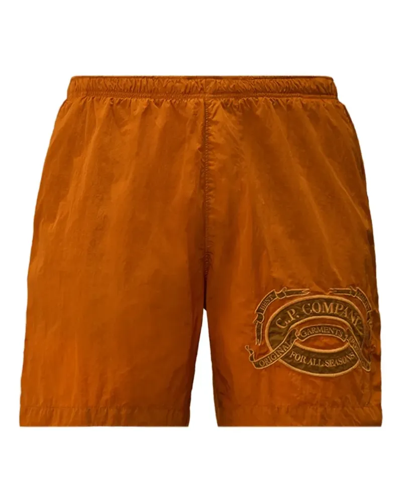 C.P. Company Eco-Chrome R logo-patch swim shorts - Orange Orange