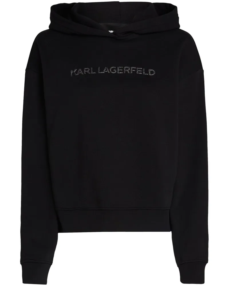 Karl Lagerfeld Hoodie mit Glitter-Logo - Schwarz Schwarz