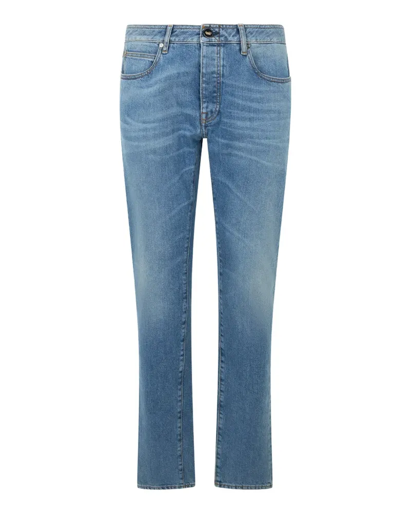 MOORER straight-cut whiskered jeans - Blau Blau