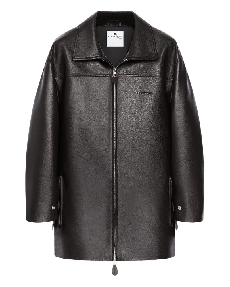 Courrèges Oversized-Lederjacke - Braun Braun