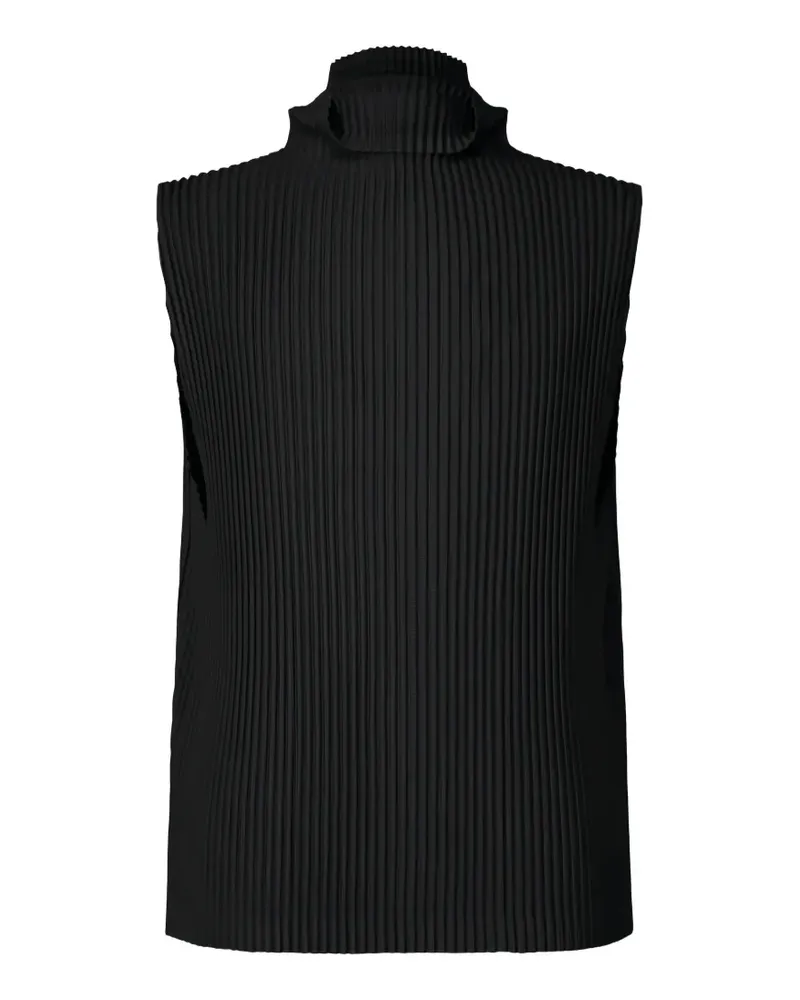 Issey Miyake pleated high-neck vest - Schwarz Schwarz