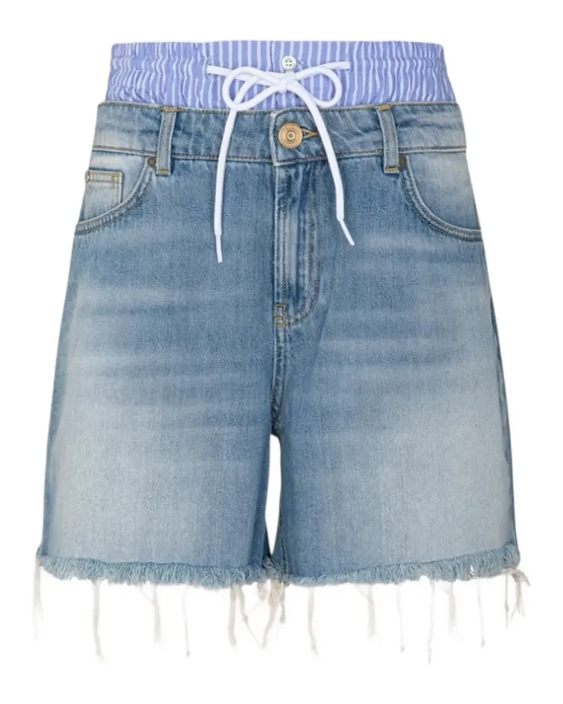 Gaëlle Bonheur Ausgefranste Shorts mit doppeltem Bund - Blau Blau