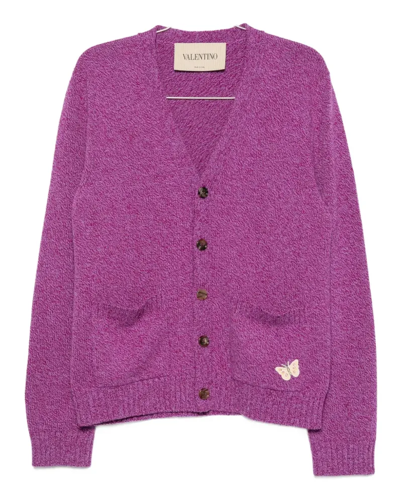 Valentino Garavani Mouliné-Cardigan aus Wolle mit Schmetterling-Patch - Violett Violett