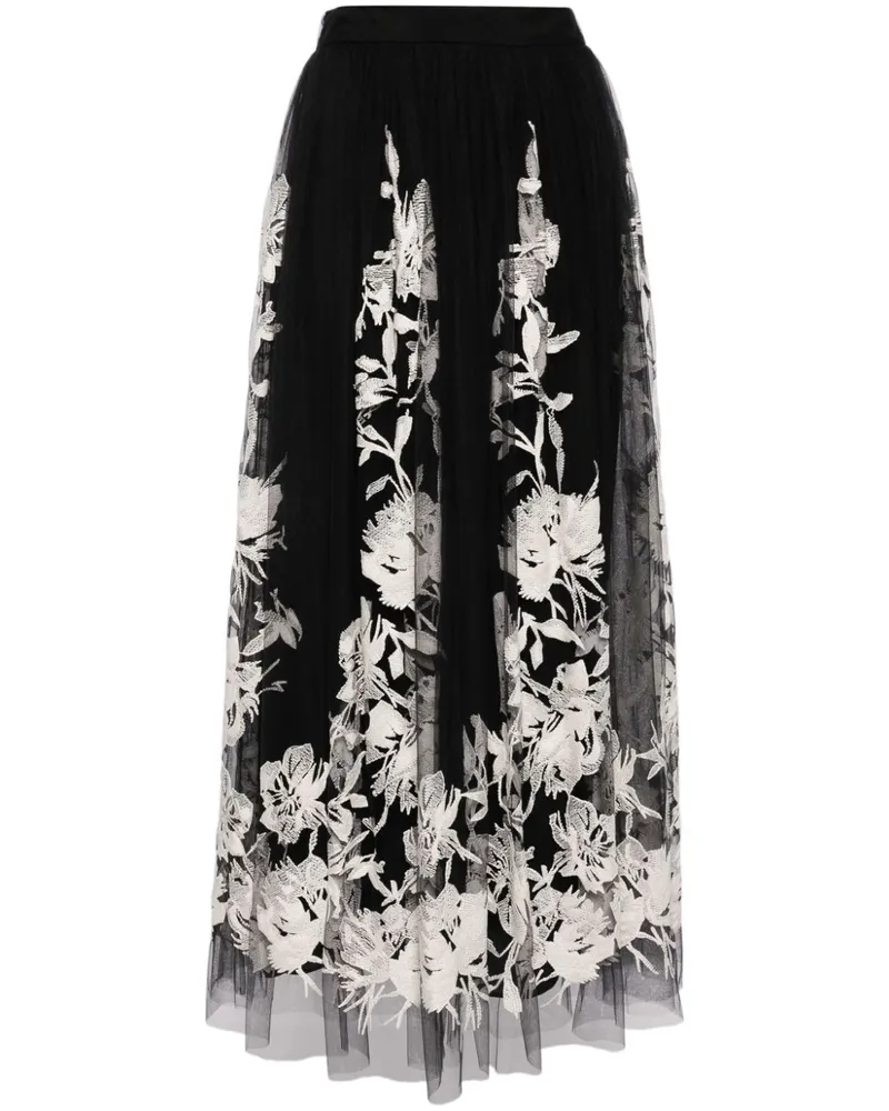 Elie Saab Bestickter Midirock - Schwarz Schwarz
