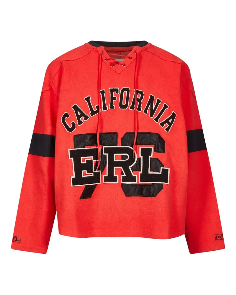 ERL California Pullover mit Schnürung und Logo-Patch - Rot Rot