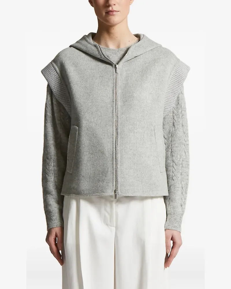 Peserico Hoodie mit Zopfmuster - Grau Grau