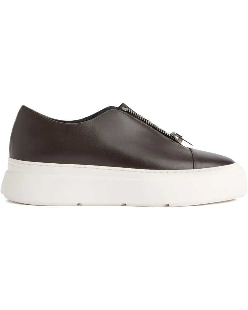 Giuseppe Zanotti Mike Elastic leather zipper slip-ons - Braun Braun