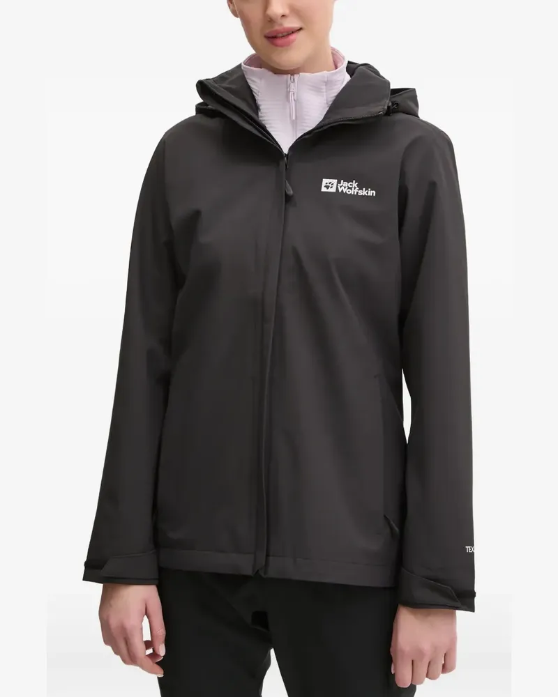 Jack Wolfskin Trailtime 2l logo hooded performance jacket - Schwarz Schwarz