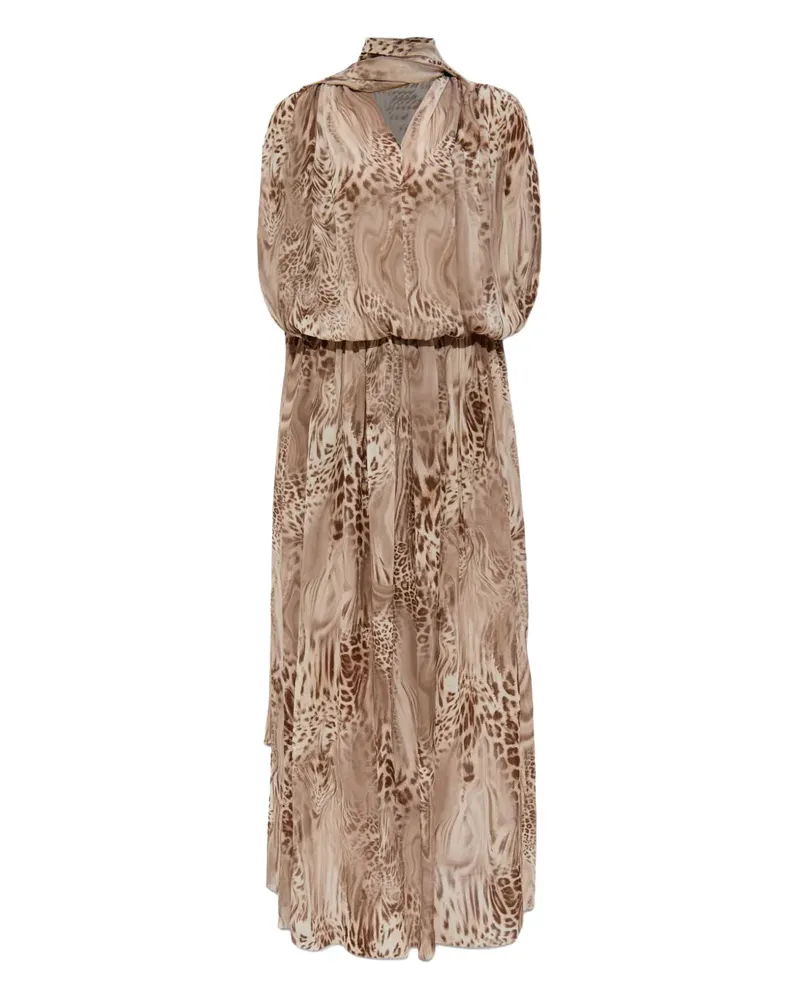 Blumarine Chiffonkleid mit Print - Braun Braun