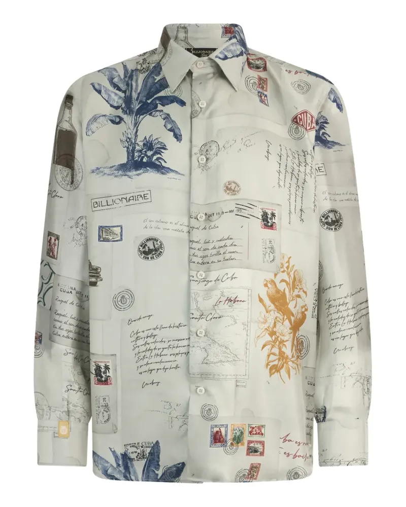 Billionaire Letter Seidenhemd mit Knopfleiste - Nude Nude