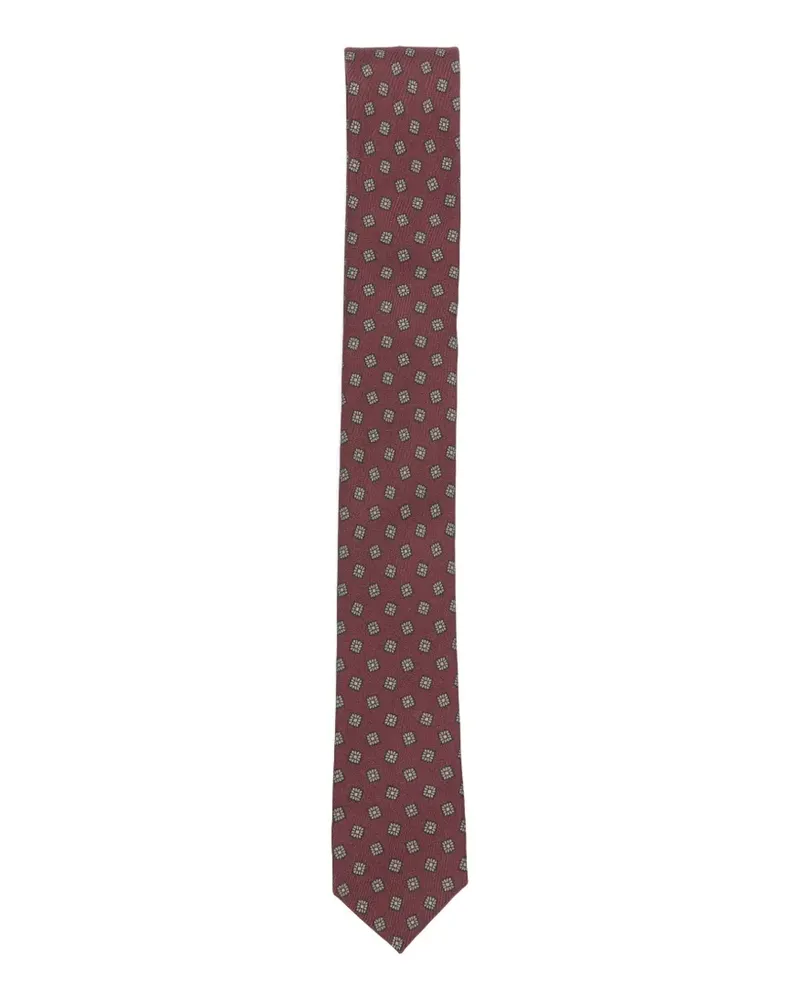 Eleventy Seidenkrawatte mit geometrischem Print - Rot Rot