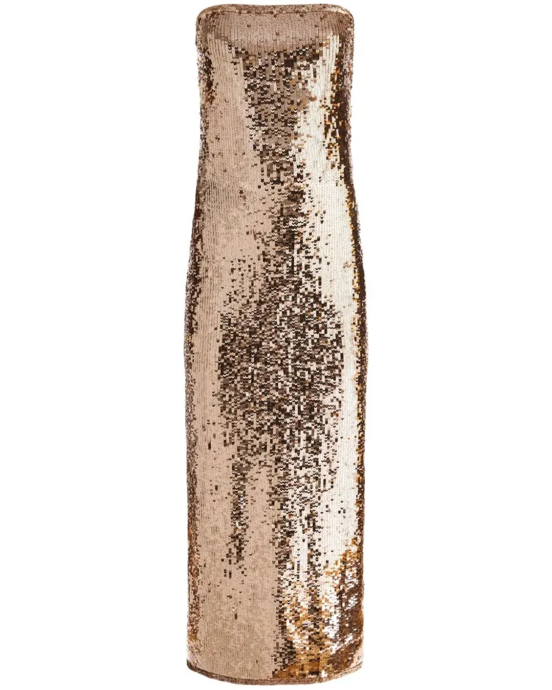 Alice + Olivia Schulterfreies Fifi Maxikleid Gold