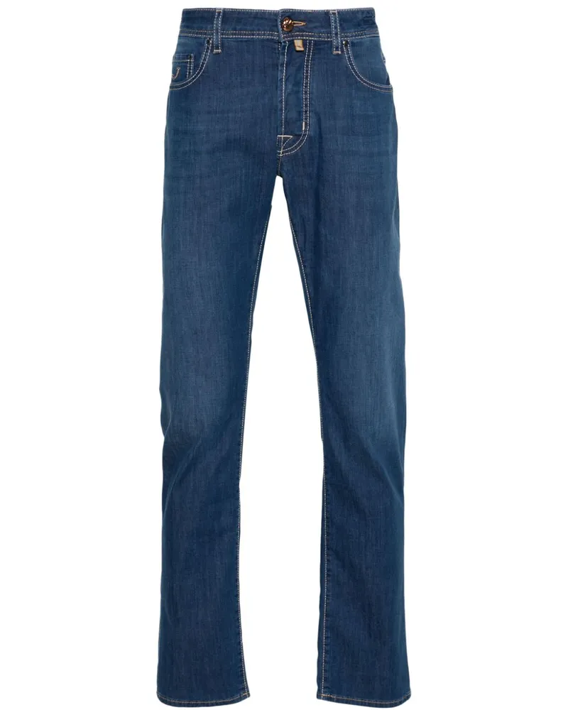 Jacob Cohën Halbhohe Slim-Fit-Jeans - Blau Blau