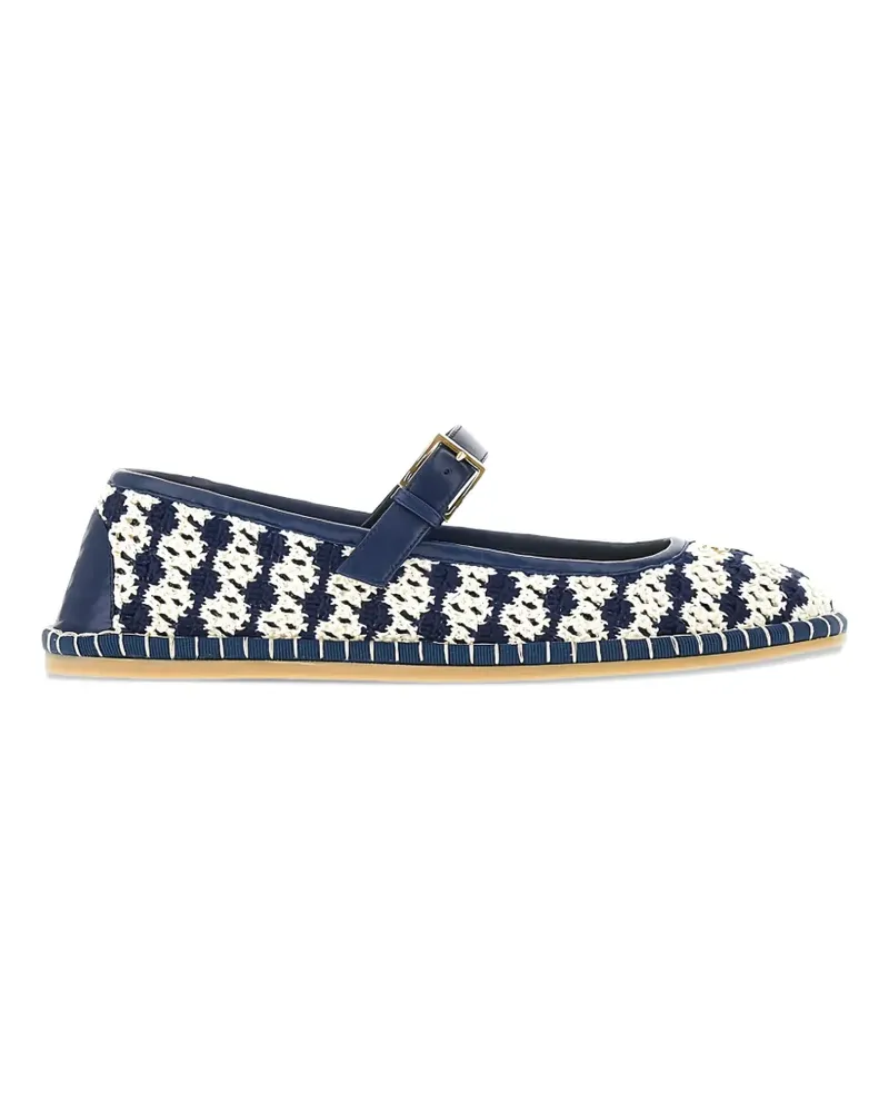 Valentino Garavani La Cruisette VLogo crochet-knit ballet flats - Blau Blau