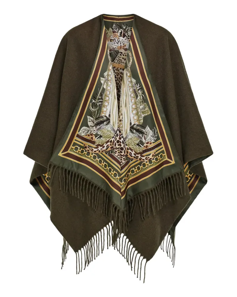 Ferragamo Wendbares Cape mit Feline-Print - Grün Grün