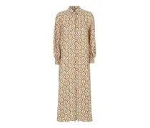 Seidenkleid mit Print - Nude