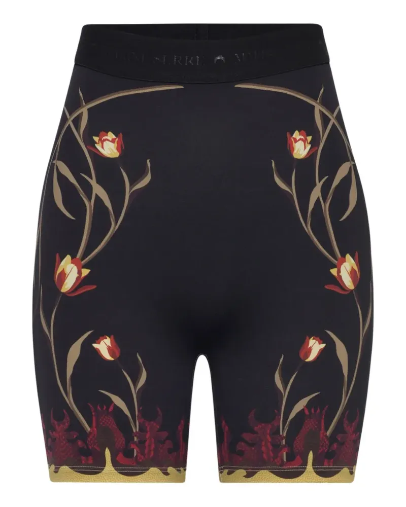 Marine Serre flowers-printe mini shorts - Schwarz Schwarz