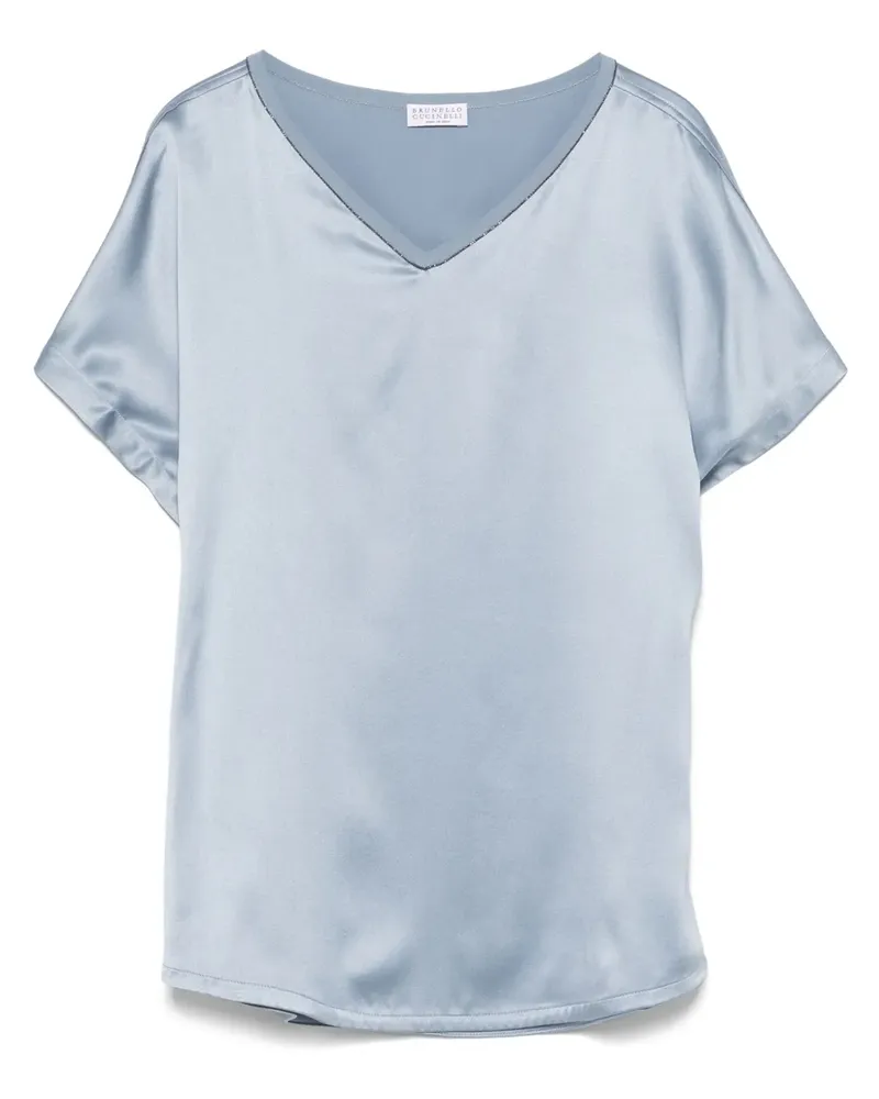 Brunello Cucinelli Klassische Satinbluse - Blau Blau