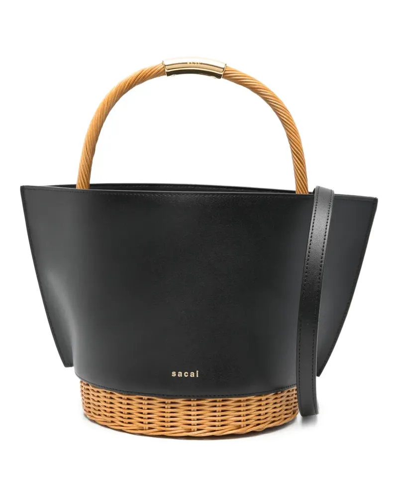Sacai woven handle bucket bag - Schwarz Schwarz