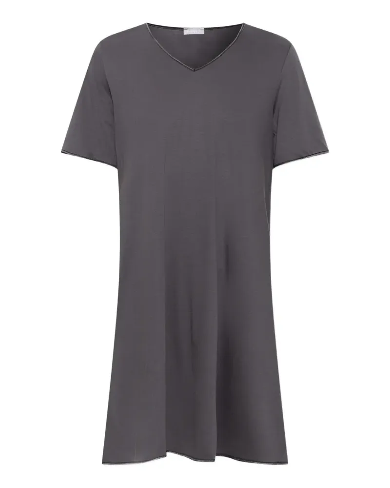 Hanro V-neck short-sleeve nightdress - Grau Grau