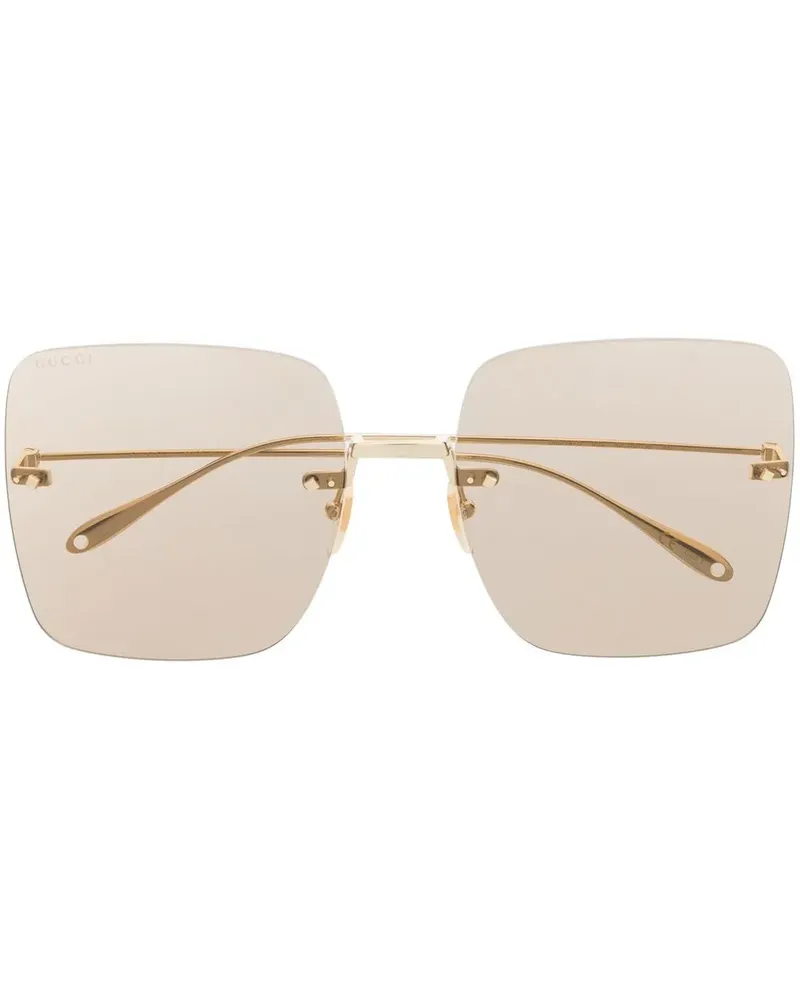 Gucci Randlose Sonnenbrille mit eckigen Gläsern - Gold Gold