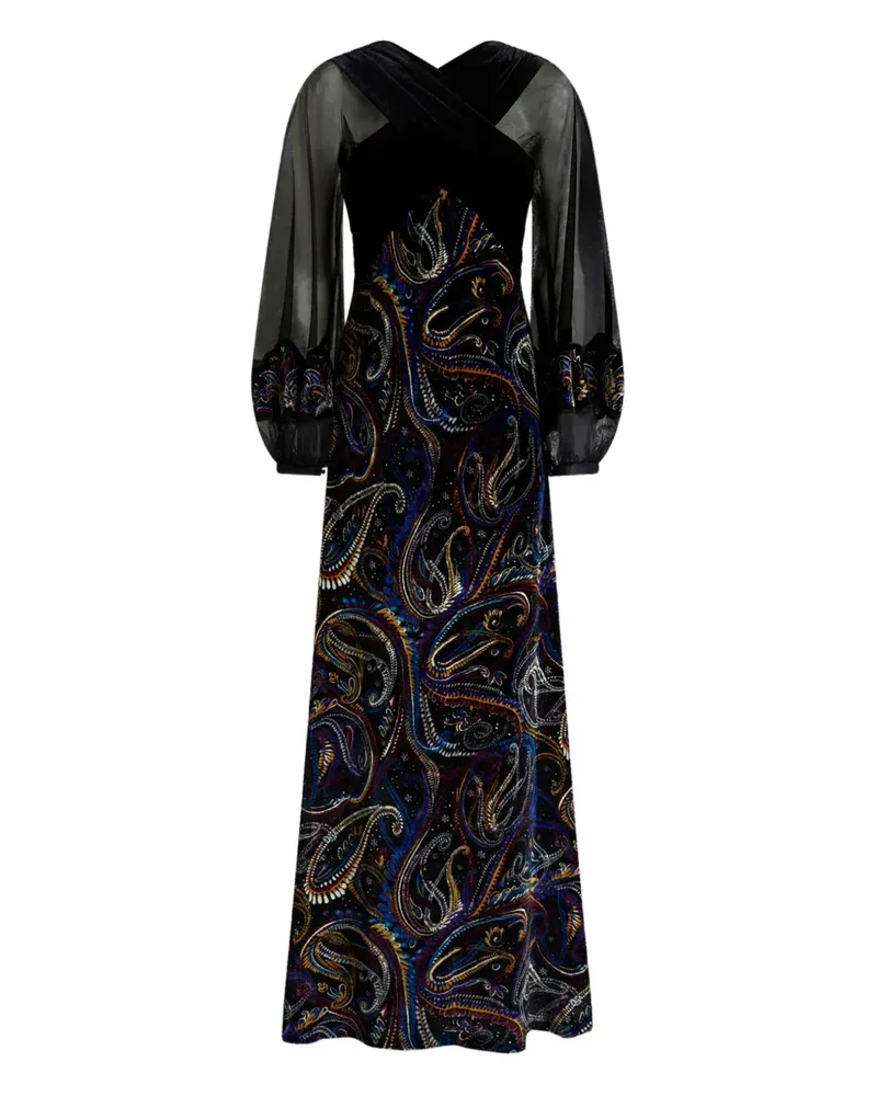 Etro Maxikleid mit weiten Puffärmeln - Schwarz Schwarz