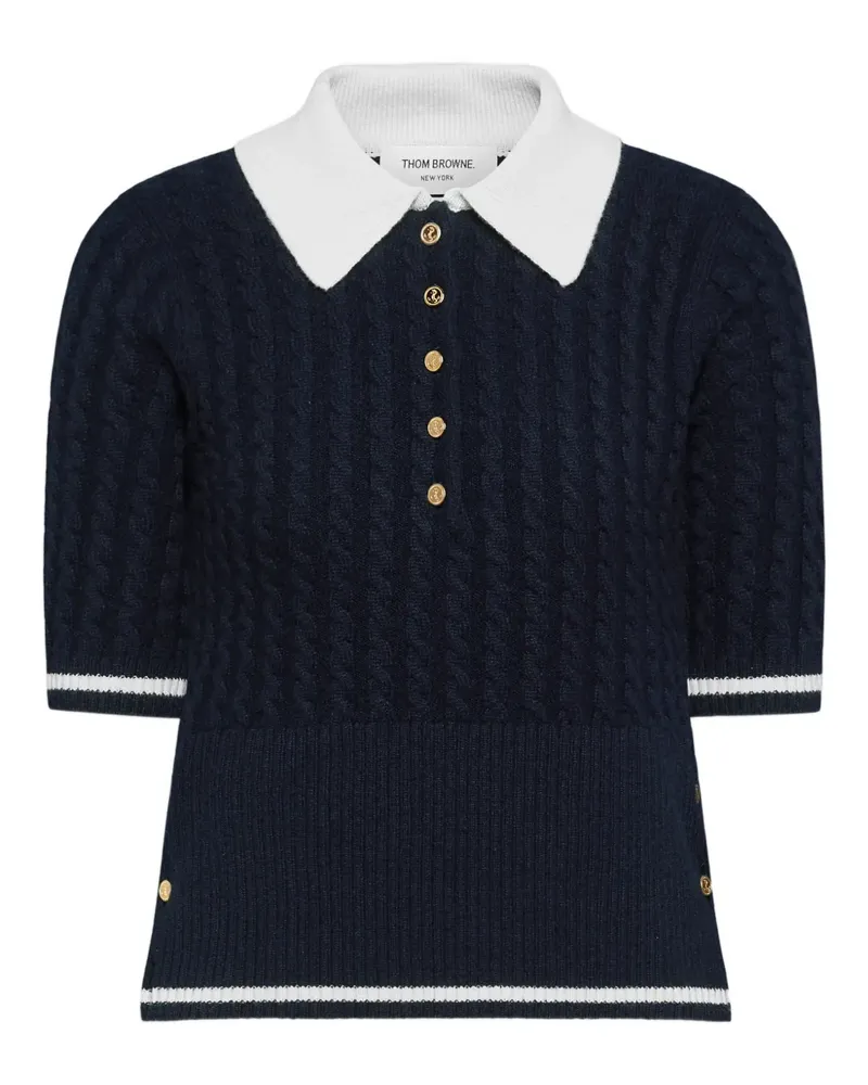 Thom Browne Poloshirt mit Zopfmuster - Blau Blau