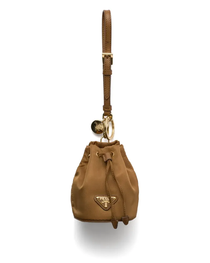 Prada Mini Icon Re-Nylon Taschenanhänger - Braun Braun