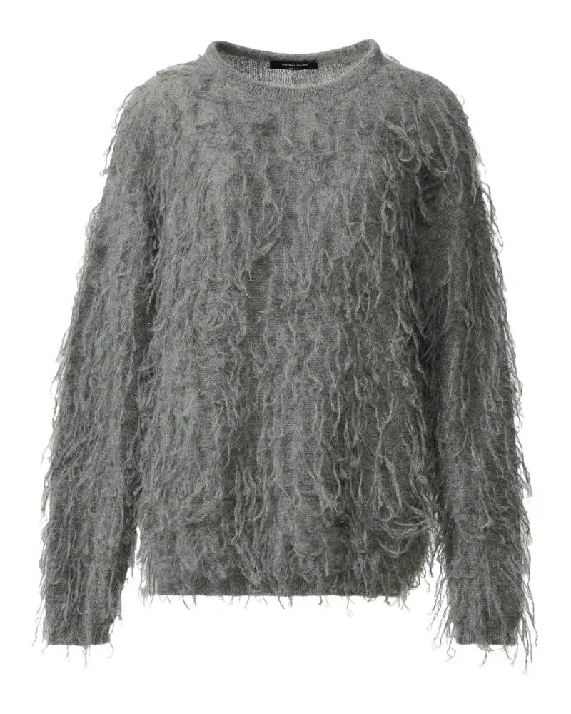 Fabiana Filippi Pullover aus Schlingenstrick mit Federbesatz - Grau Grau