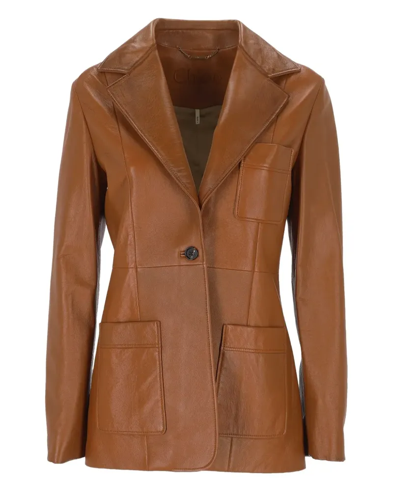 Chloé Lederjacke mit Taschen - Braun Braun