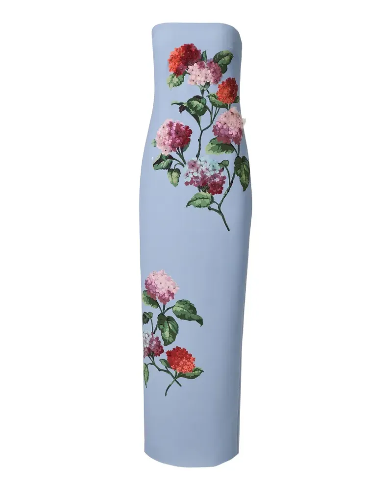 Carolina Herrera New York hydrangea-embroidered maxi dress - Blau Blau