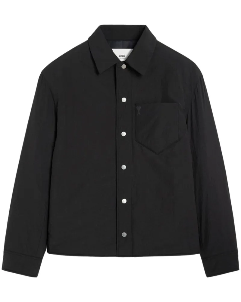 AMI Paris Wattierte Ami de Coeur Hemdjacke Schwarz