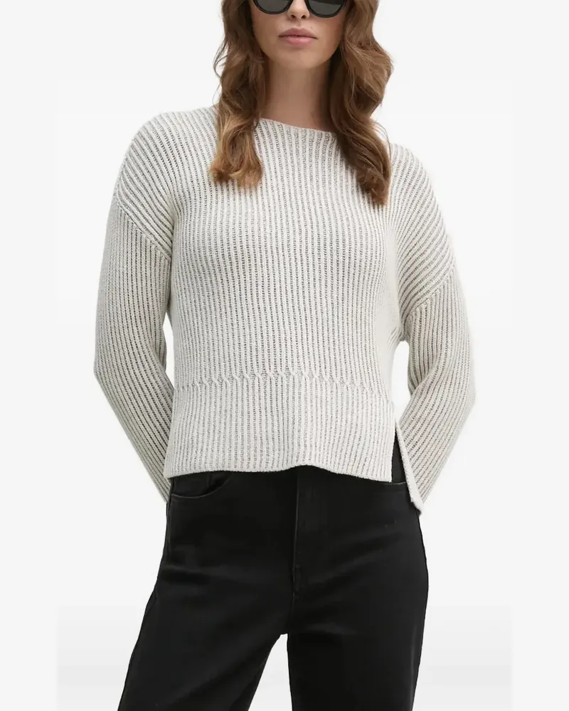 Oui  Gerippter Pullover - Grau Grau