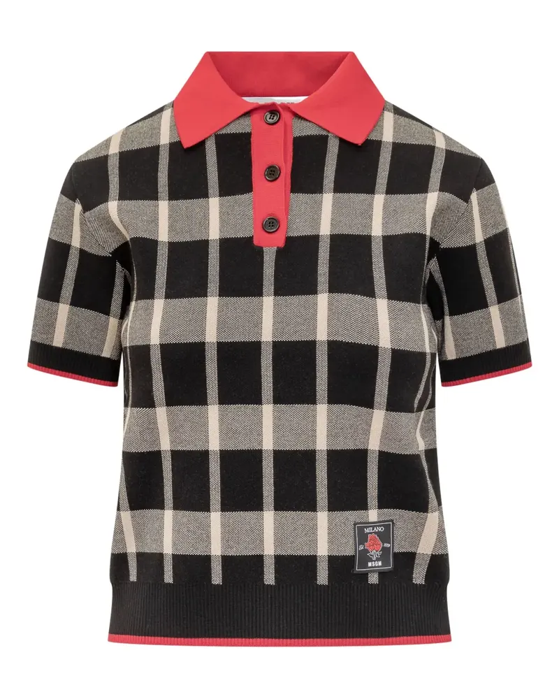 MSGM Kariertes Poloshirt - Schwarz Schwarz