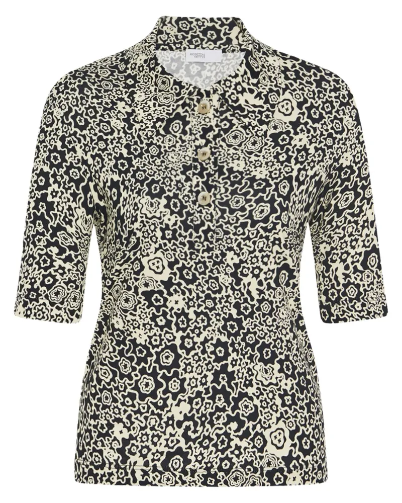 Rosetta Getty Poloshirt mit Blumen-Print - Schwarz Schwarz