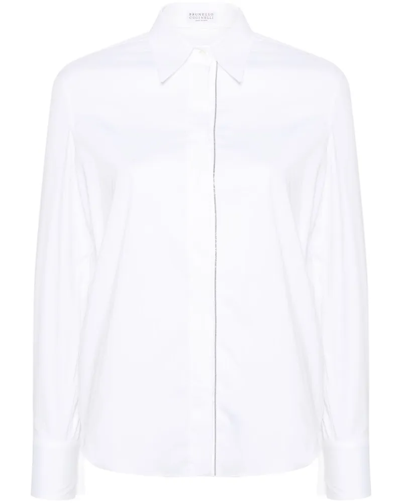 Brunello Cucinelli Popeline-Hemd mit Perlendetail - Weiß Weiß