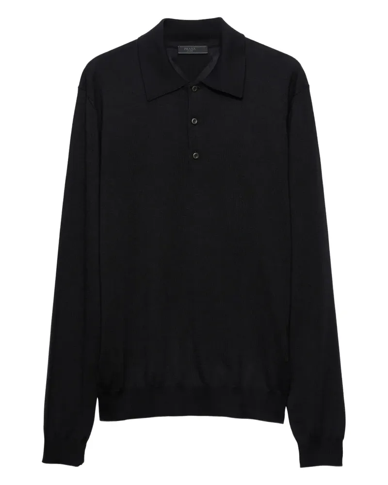 Prada Gestricktes Poloshirt - Schwarz Schwarz