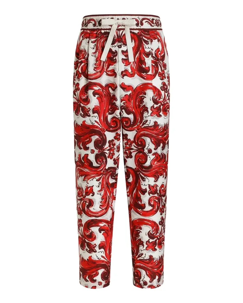 Dolce & Gabbana Jogginghose aus Jacquard mit Majolica-Print - Rot Rot