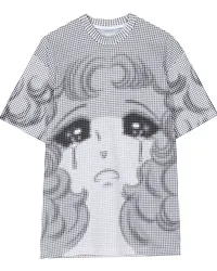 pushBUTTON T-Shirt mit grafischem Print Weiß