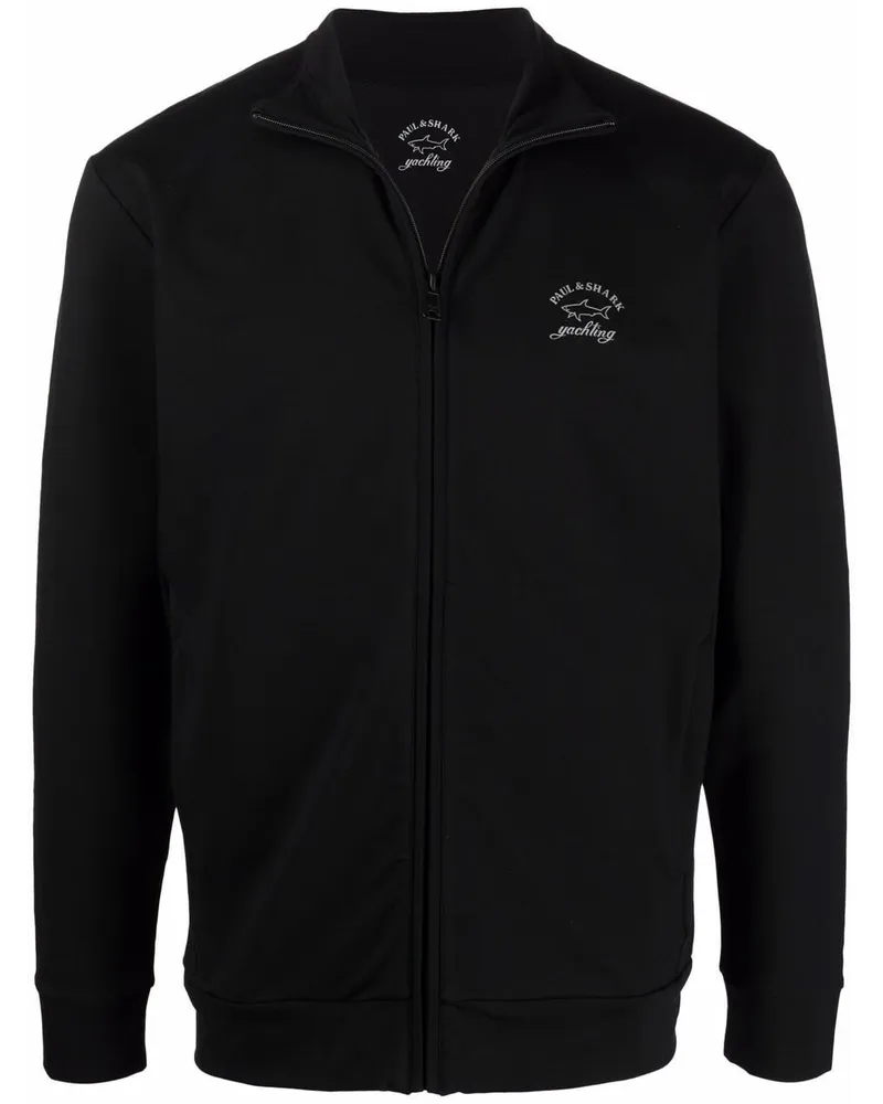 Paul & Shark Sweatshirtjacke mit Logo-Print - Schwarz Schwarz
