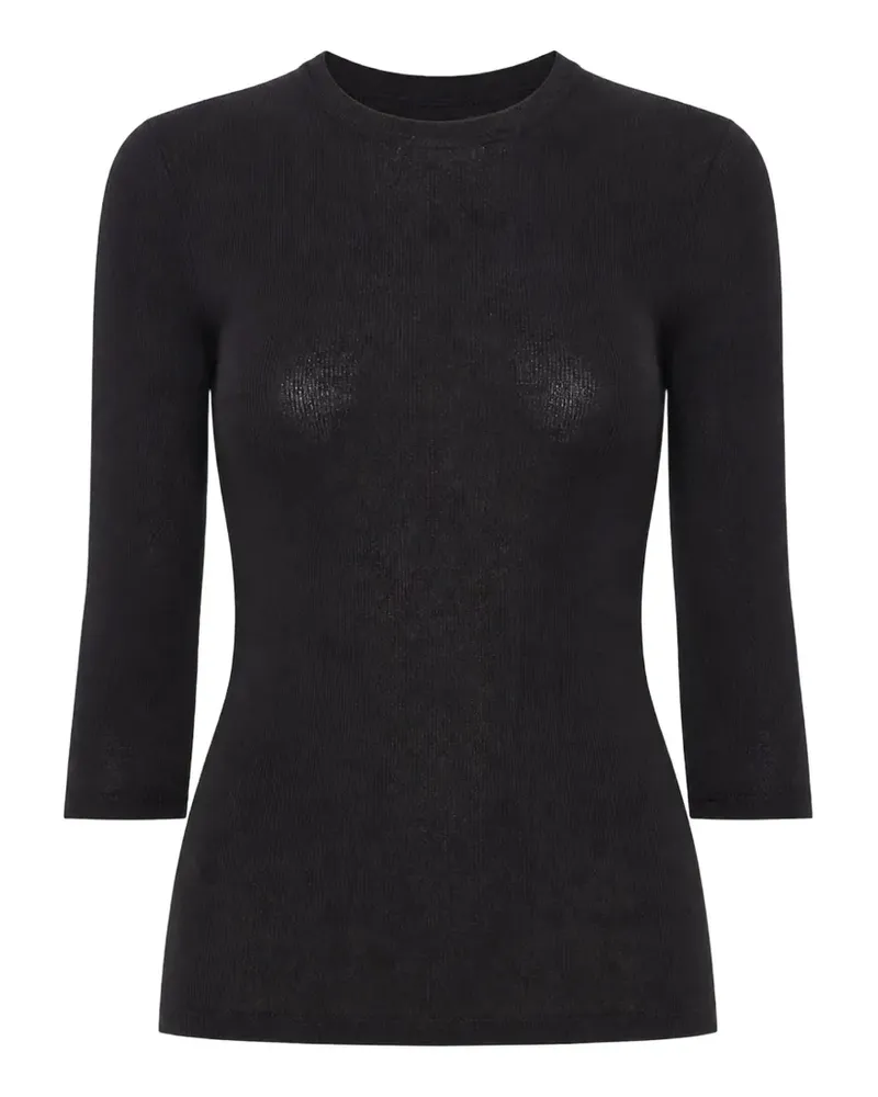 6397 Gerippter Heirloom Strickpullover - Schwarz Schwarz