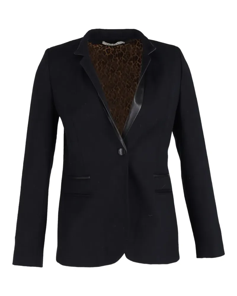 Sandro leather-collar blazer - Schwarz Schwarz