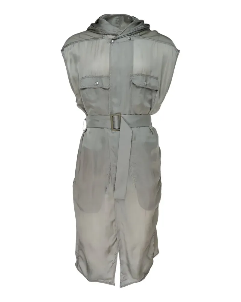 Rick Owens Tower hooded belted coat - Grau Grau