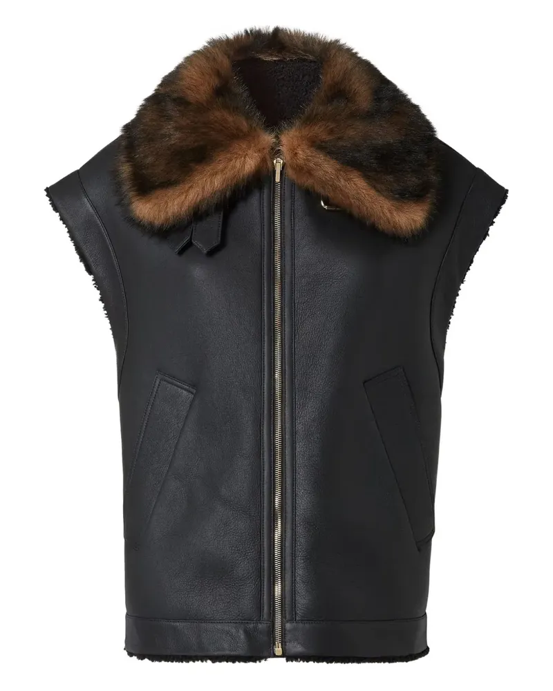 Fendi fur-collar zip gilet - Schwarz Schwarz