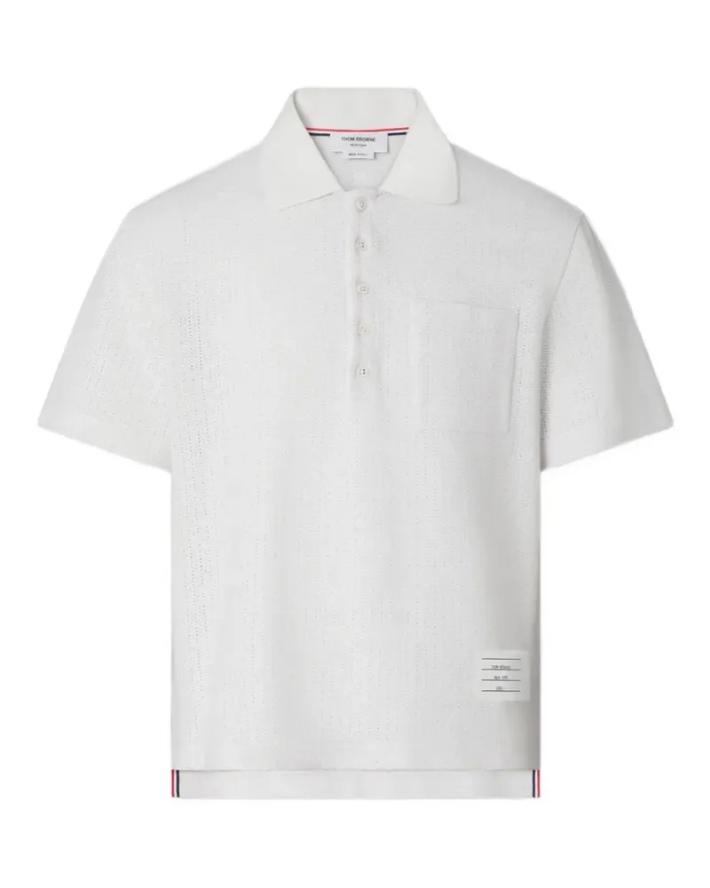 Thom Browne textured cotton-linen polo shirt - Weiß Weiß