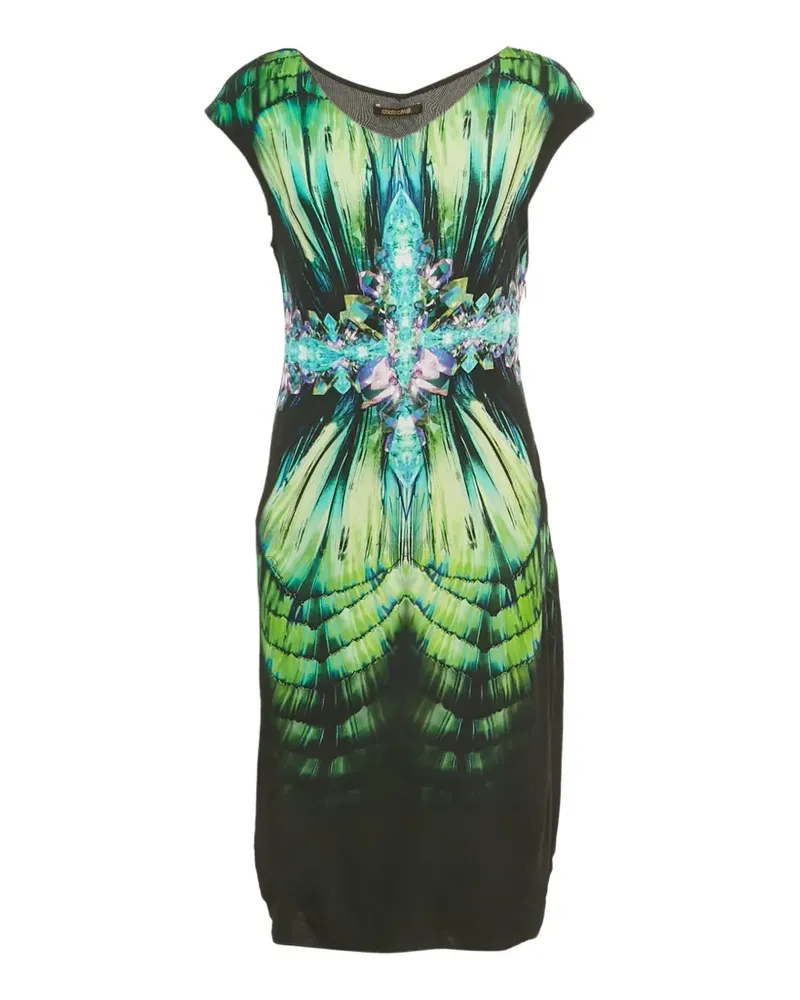 Roberto Cavalli Midikleid aus Baumwolle - Schwarz Schwarz