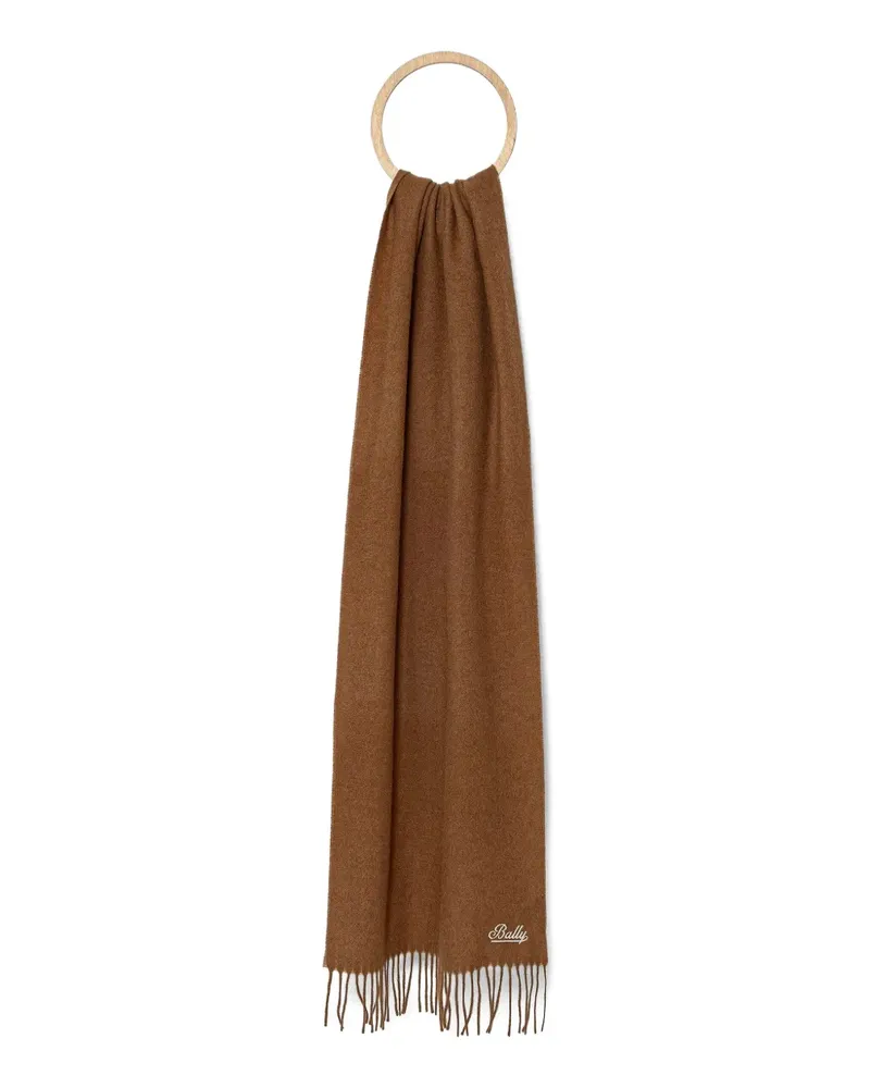 Bally logo-embroidered fringed scarf - Braun Braun