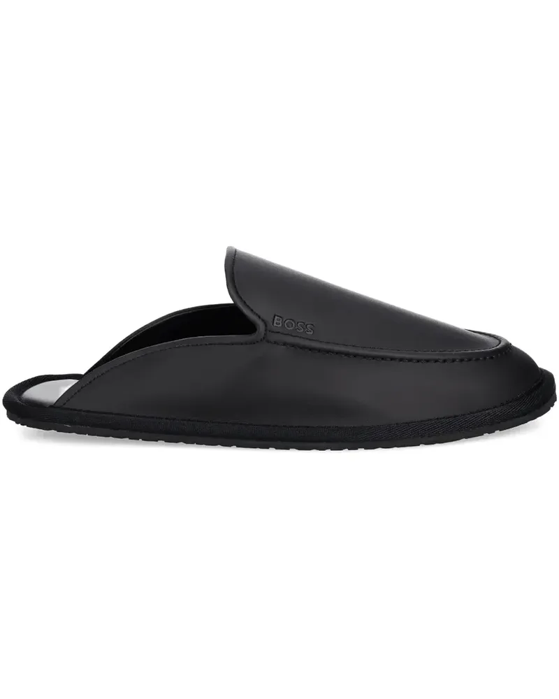 HUGO BOSS Slipper mit Logo-Detail - Schwarz Schwarz